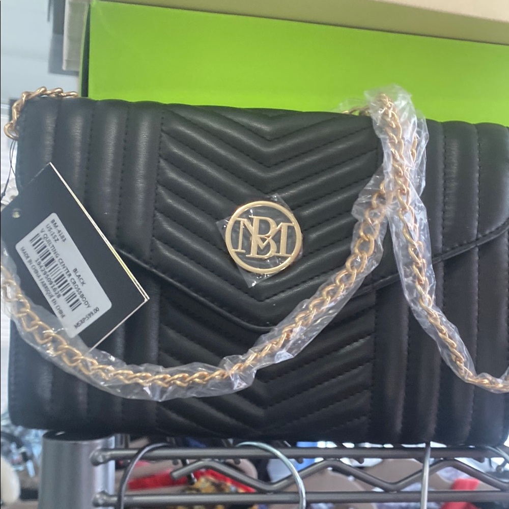 Badgley Mischka Black Quilted Crossbody Bag
